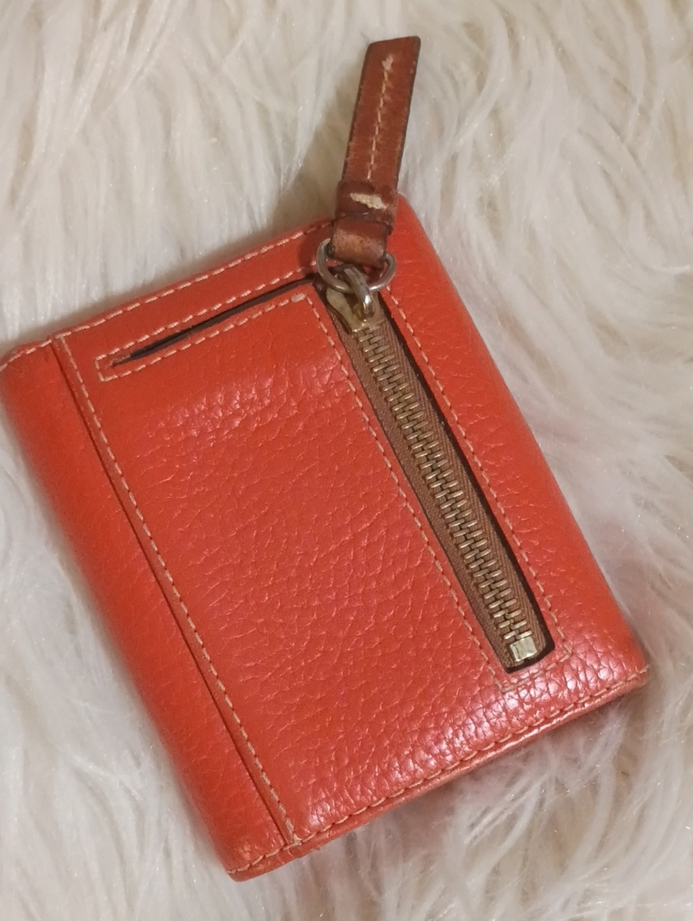 Dooney & Bourke Orange Pebbled Leather Compact Wallet - Picture 4 of 13